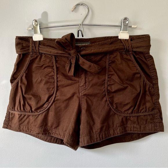 Banana Republic Brown Belted Cotton Shorts, Size 8 - Picture 1 of 9